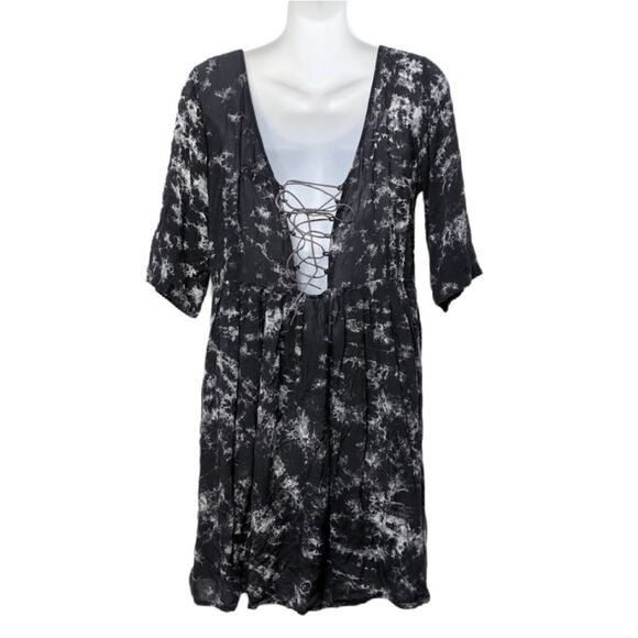 MOTEL ROCKS Tie Dye Marbled Lace Up Back Dress M - Picture 6 of 10